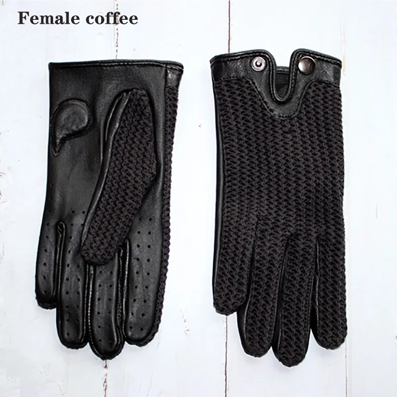 

Goatskin Touch Screen Leather Gloves Women's Motorcycle Riding Unlined Four Seasons Thin Car Driving Full Finger Driver