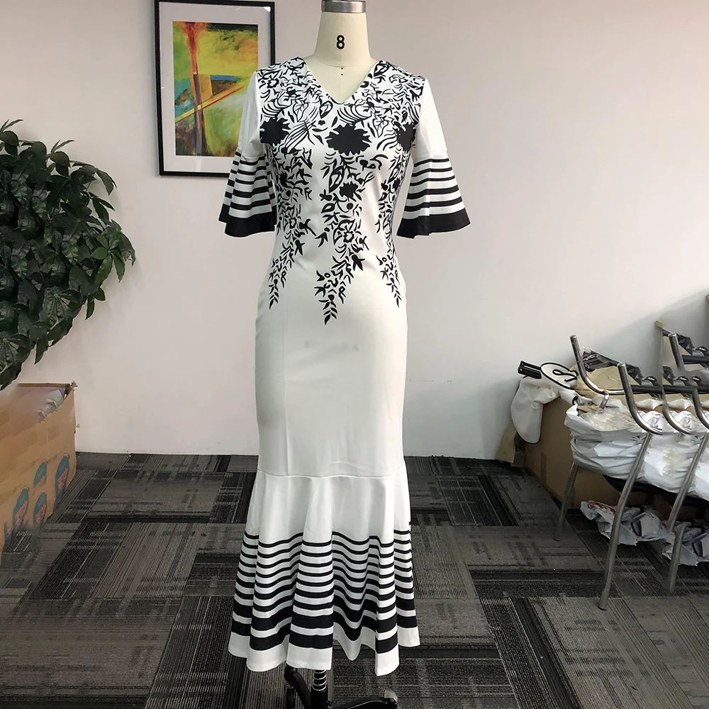 Белое Женское платье русалки в африканском стиле лето 2020 Длинные Платья с