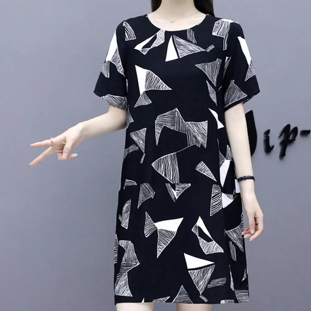 Летние черные винтажные Геометрические Миди платья с карманом плюс размер Boho 2019