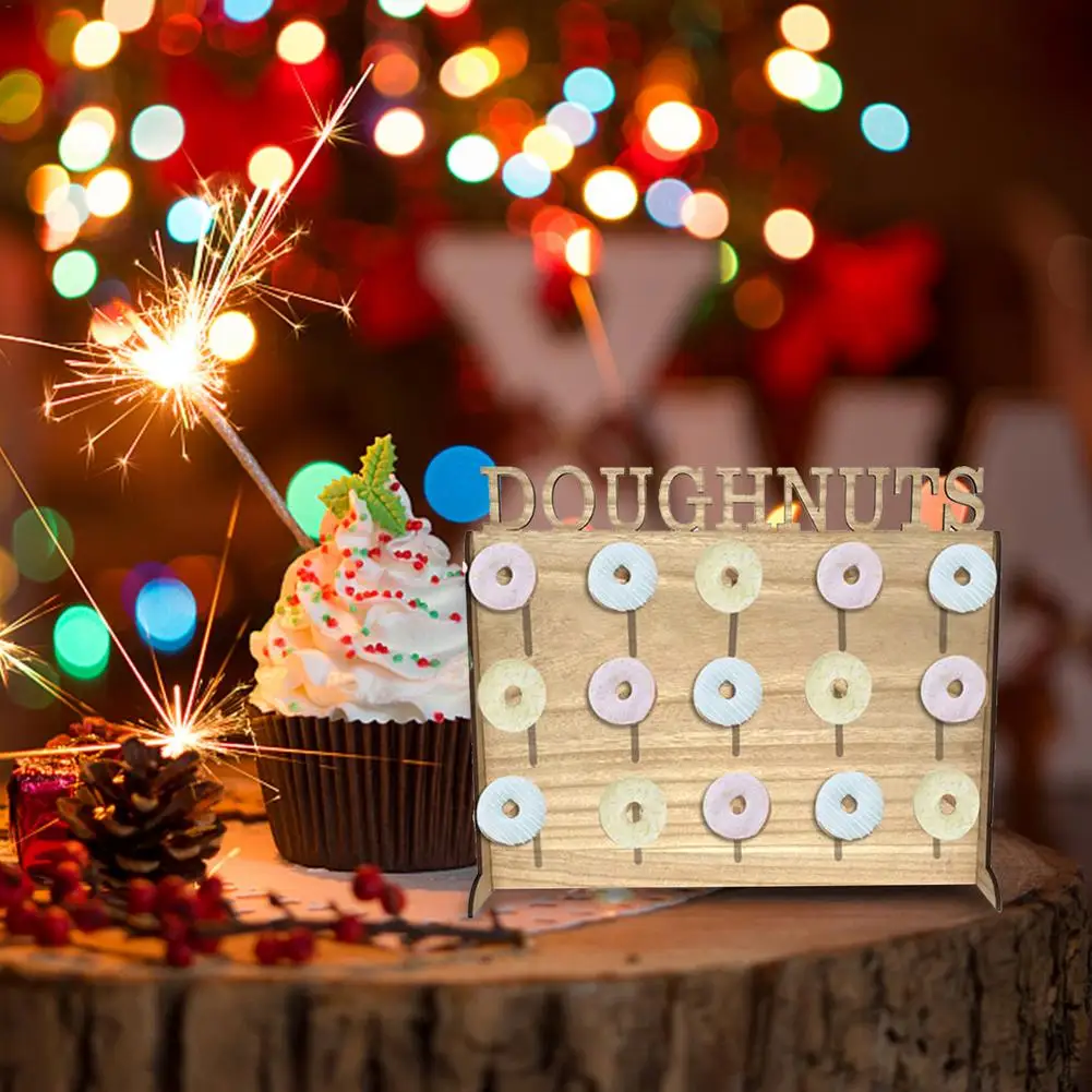 

Doughnut Display Board Wooden Doughnut Holder Stand Party Reusable Dessert Display Rack Ornament Candy Car Birthday Party Dec