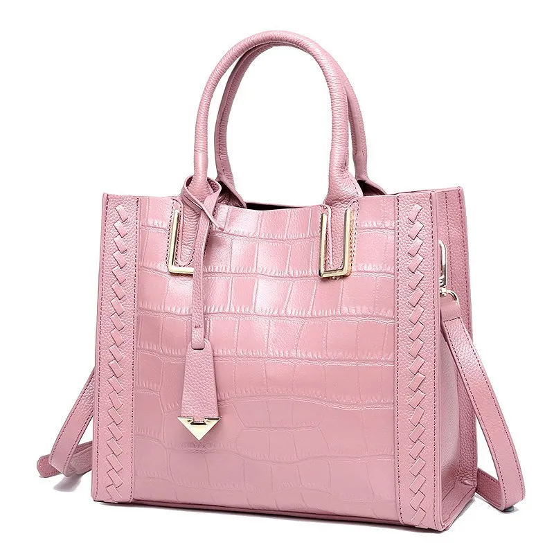 

Head leather women's shoulder bag 2019 one shoulder crocodile weave portable leather women's Bag Tote Bag