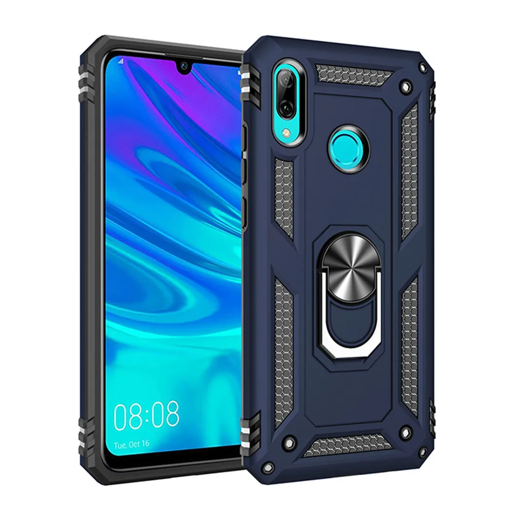Чехол для huawei P Smart Z, чехол, задняя крышка, мягкий силиконовый Автомобильный кронштейн, чехол для телефона huawei P Smart - Цвет: Синий