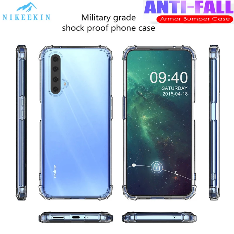 Тяжелый защитный силиконовый чехол для OPPO A35 A94 A53S A33 A32 A52 A72 A92 A15S Realme C21 C20 C15 C11 C17 6 5