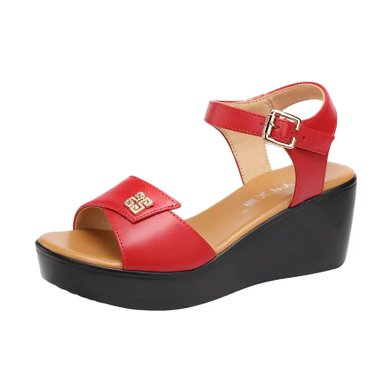 

CICIYANG Wedge Sandals Women 2023 Ladies Summer Chunky Platform Open-toed Shoes Fashion Red Mom Sandals Plus Small Size 32-43