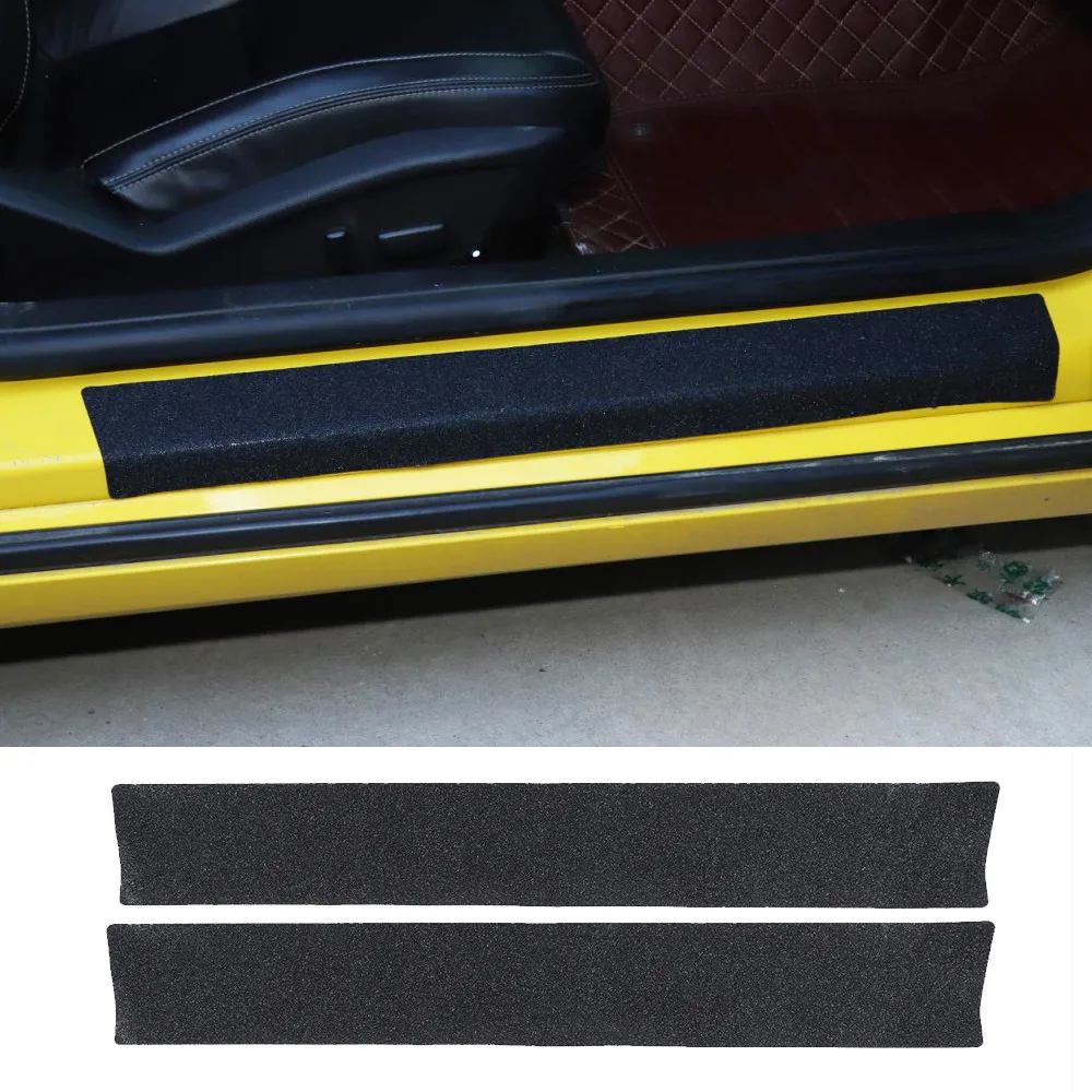 

Sand Paper Black Exterior Door Sill Welcome Plate Scuff Guard Cover for Chevrolet Camaro 2012-2015 Car Accessories