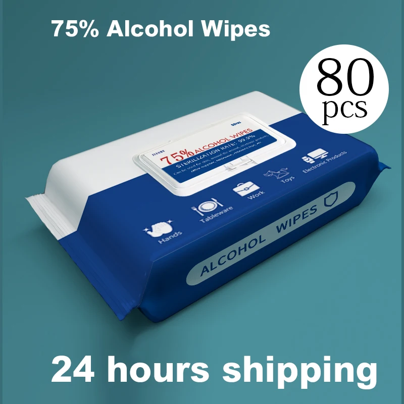 

80pcs/box 75% Disinfection Antiseptic wipes Alcohol Swabs Wet Wipes hand Wipe Hand cleaning Toallitas Lingettes wholesale