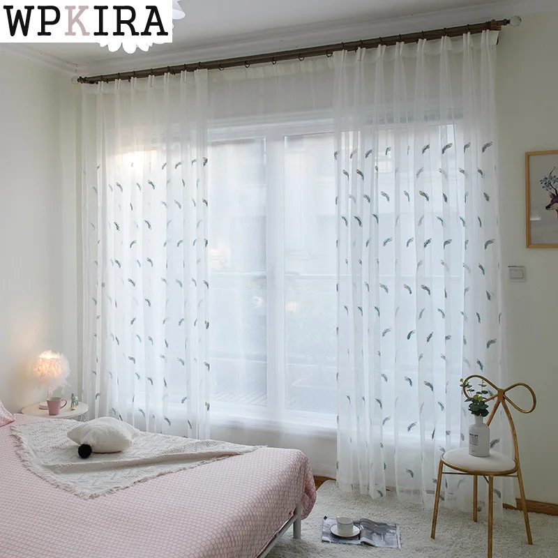 Тюль с цветочной вышивкой прозрачные шторы для гостиной вуаль оконные спальни