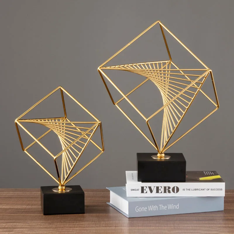 

Living Room Decoration Furnishings Artware Metal Geometric Cube Ornaments Home Decoration Accessories Simplicity Figurine Crafts