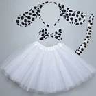 Костюм с животными, собаками для детей и взрослых, с повязкой на голову, бантом, хвостом и перчатками, мультяшные костюмы, Рождество