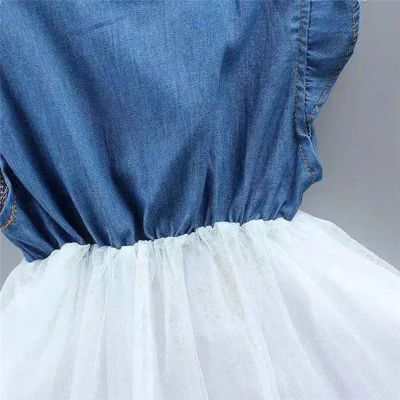 Summer Fashion Girls Dress Toddler Kids Baby Girl Denim Tulle Tutu Sundress Patchwork Casual Party Princess Outfit 0-3T | Детская одежда