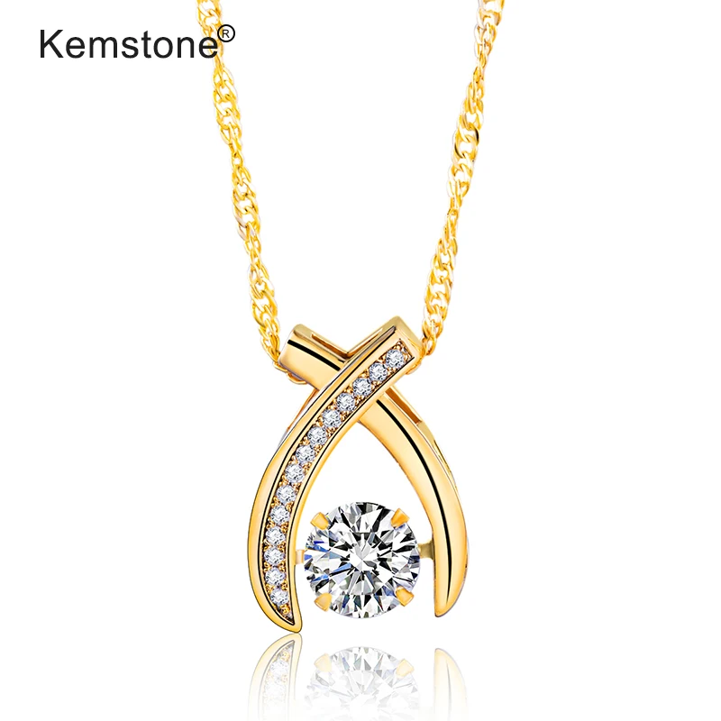 Kemstone элегантный медный сплав золотой цвет кубический цирконий ювелирные изделия