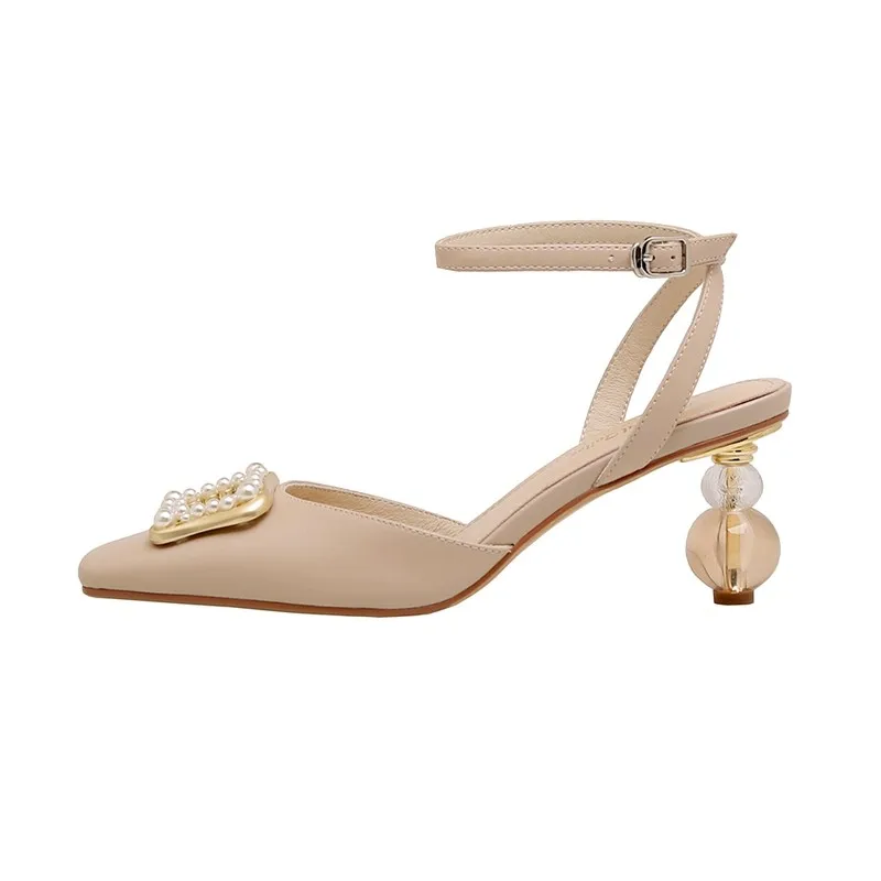 

Wedding Shoes Women Transparent Crystal High Heels Genuine Leather Square Toe Ladies Gladiator Sandals 2021 Summer Plus Size 42