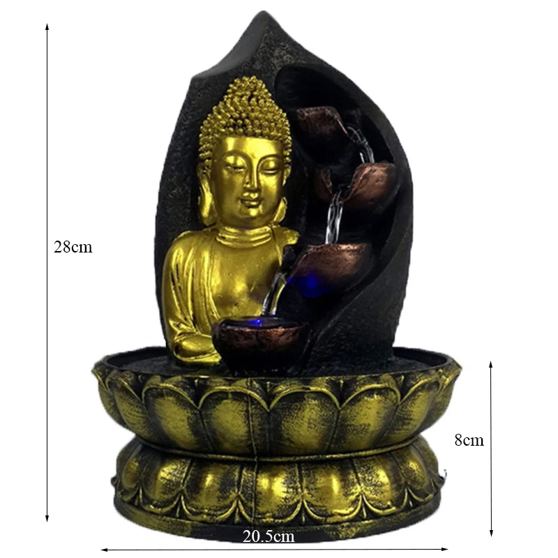 Основание лотоса статуя Будды смолы Лаки воды бегущий фонтан фигурки фэн шуй