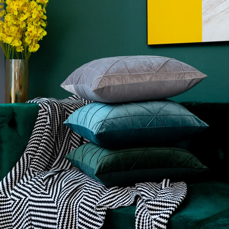 Однотонная Бархатная подушка для дивана бирюзового цвета наволочка кровати