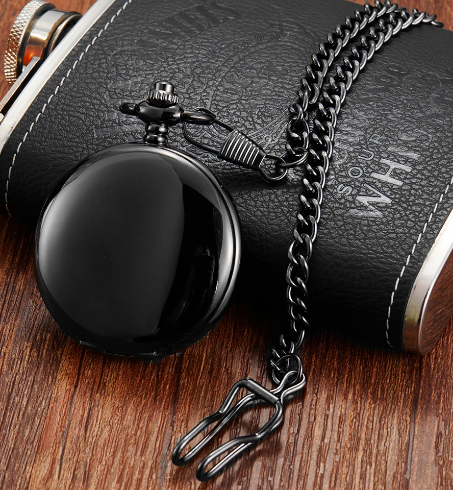 Luxury Gold Dial Black Mechanical Pocket Watch Skeleton Pendant Fob Chain Reloj for Men Antique Bronze Steampunk Montre de poche