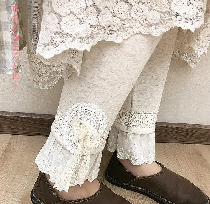 Женские кружевные вязаные крючком Леггинсы на шнуровке эластичные хлопковые