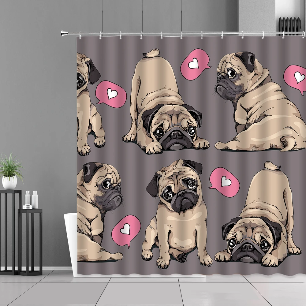 

Britain Bulldog Pet Dog Shower Curtains Funny Animal Pattern Waterproof Polyester Bathroom Decor Curtain Home Decors Bath Screen
