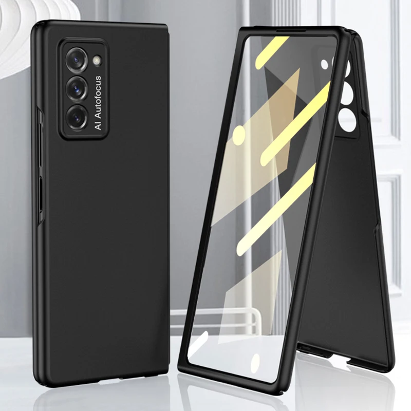 

Shockproof Case for Samsung Galaxy Z Fold 2 Case Ultra-thin Front Back Screen Protector Glass Film For Samsung Fold 2 PC Cover