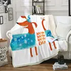 Одеяло с таксой, флисовое покрывало с синей собакой, шерпа, детское пушистое покрывало, мультяшное мягкое покрывало на кровать