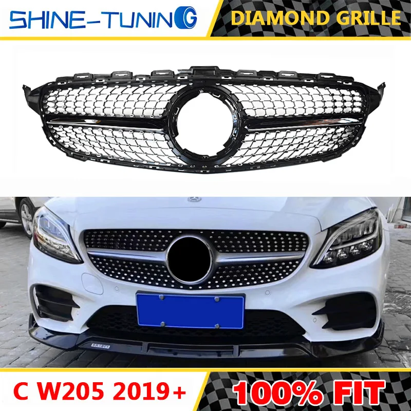 Алмазная решетка радиатора подходит для mercedes C Class w205 2019 c63 C450 C250 C180 C200 C220 C63