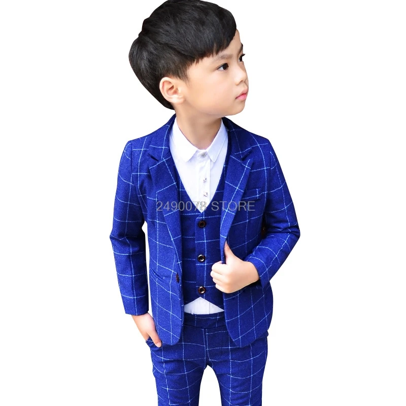 Детский Свадебный костюм для мальчиков официальный пиджак + жилет брюки галстук