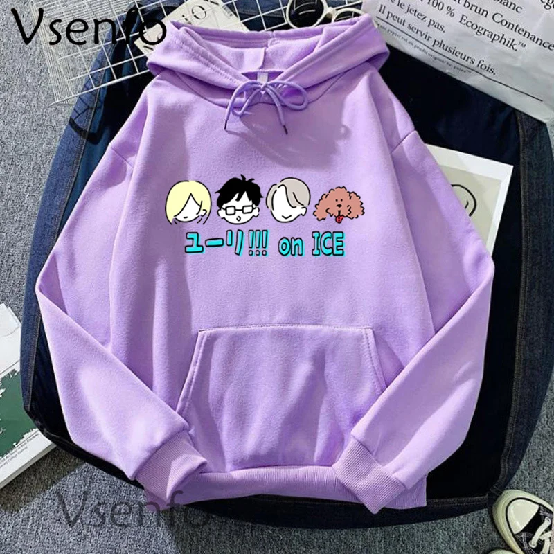 

Japanese Anime Yuri on Ice Hoodies Women Men BL Yaoi Funny Cartoon Graphic Hoodie Manga Harajuku Pulllovers Oversize Streetwear