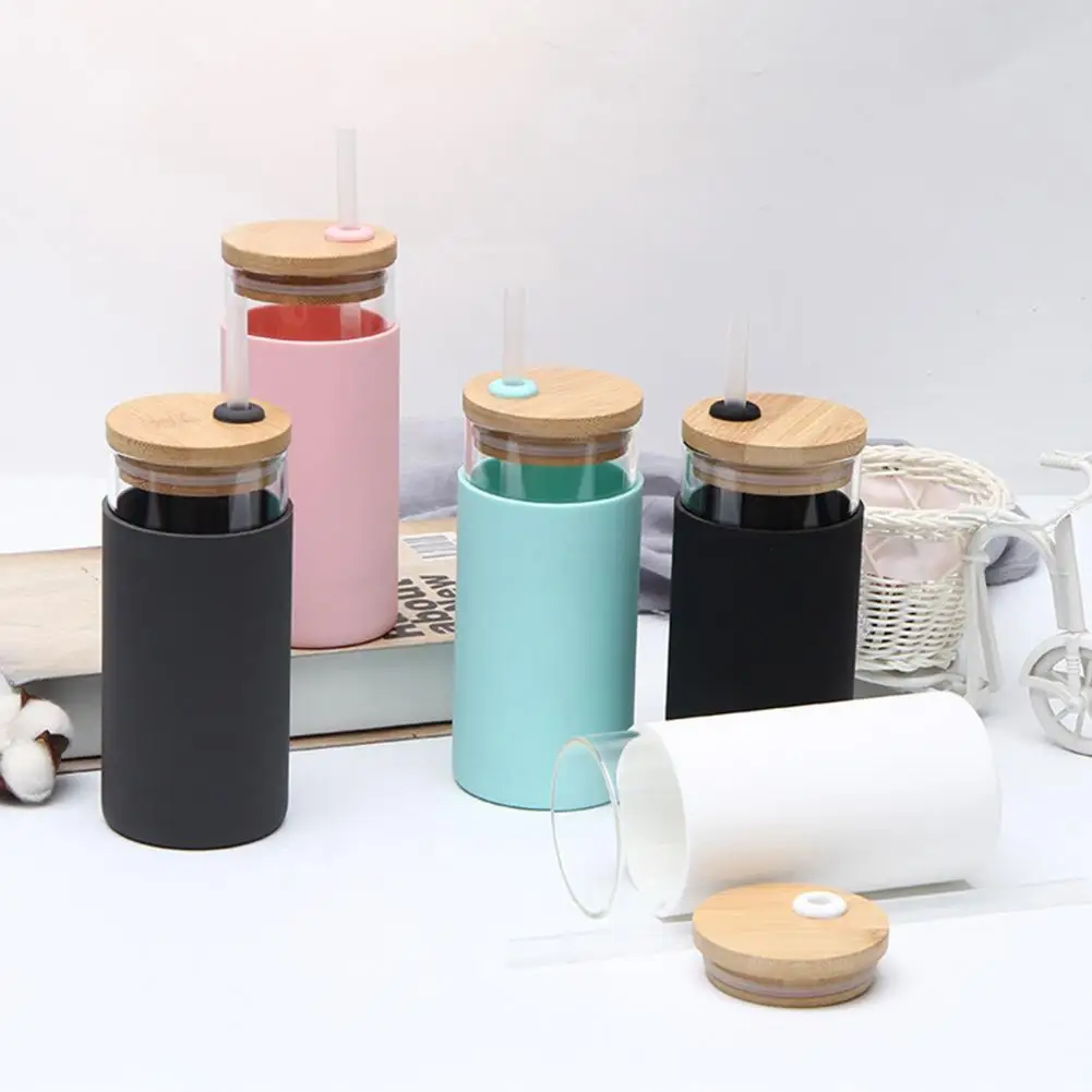 

40% Hot Sales!!! Water Bottle Anti-scalding with Straw High Borosilicate Glass Portable Drinking Cup for Home