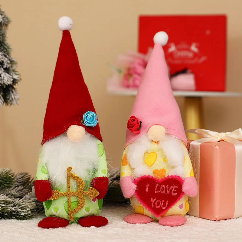 

Gnomes Festival Cupid’s Arrow Plush Rudolph Doll Toy Valentine’s Day Gift for Girlfriend Boyfriend Couple Faceless Doll