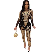 3xl plus size 2020 women long sleeve stripe bodycon sequin jumpsuit female sexy slim arrival casual playsuits clubwear outfits