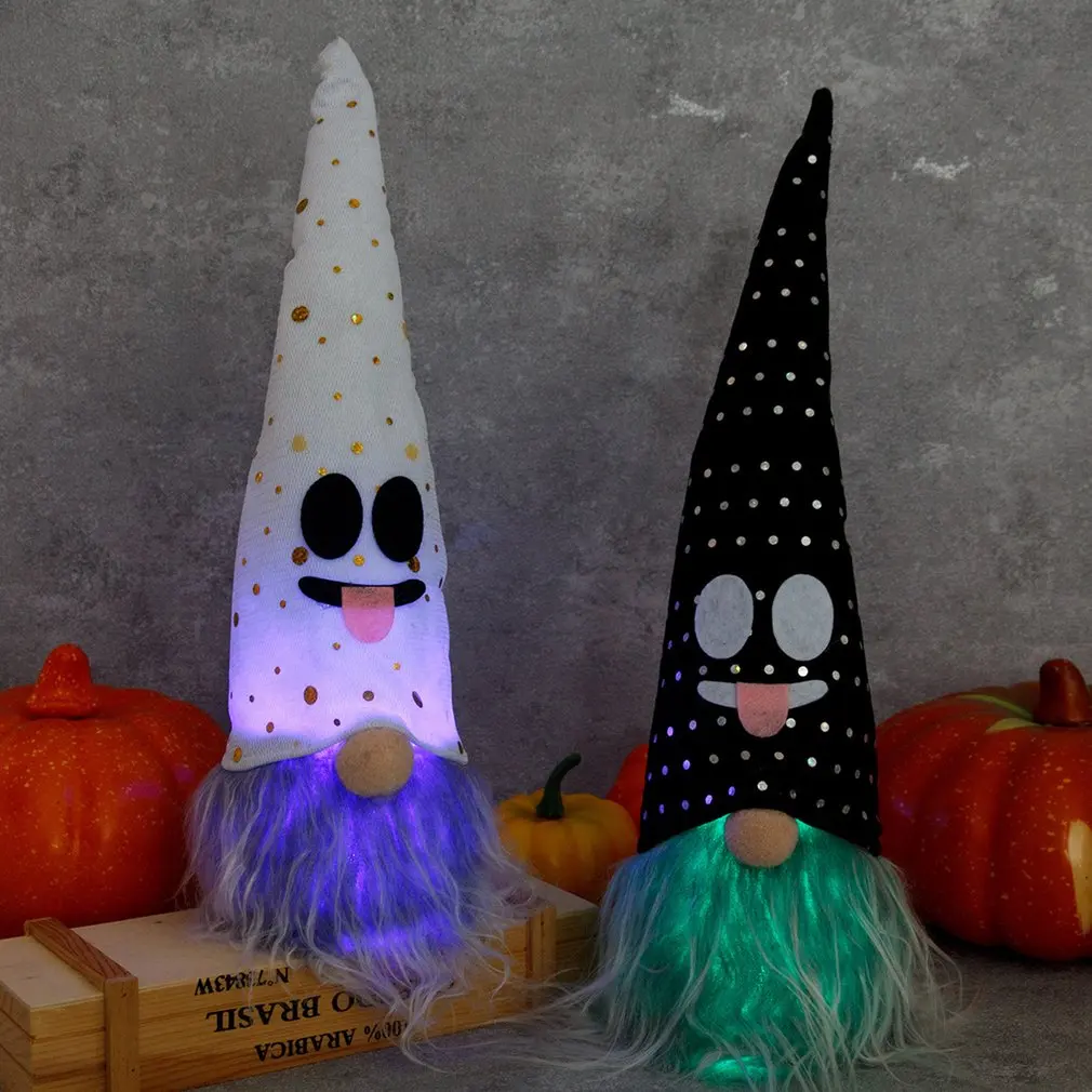

Halloween Luminous Faceless Doll With Lights Ghost Festival Props Plush Toys Knitting Plush Gnomes Faceless Doll Christmas Gifts