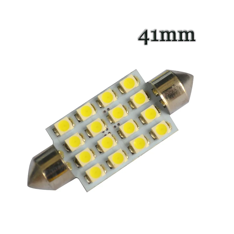 1х белый 31 мм 36 39 41 DC 12 В C5W 1210 3528 16SMD гирлянда купол Светодиодная панель для