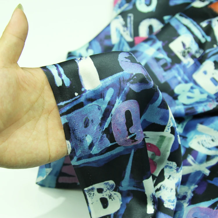 Модный Синий принт со словами шелк хлопок сатин смешанная ткань удобная SCT572 | Дом