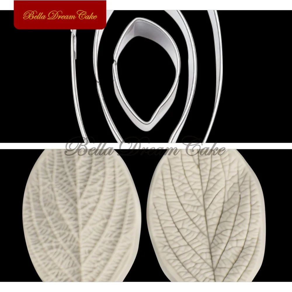 

Leaf Veiner Silicone Molds Stainless Steel Cutter Mold Set Simulation Gumpaste Fondant Mould Cake Decorating Tool Bakeware