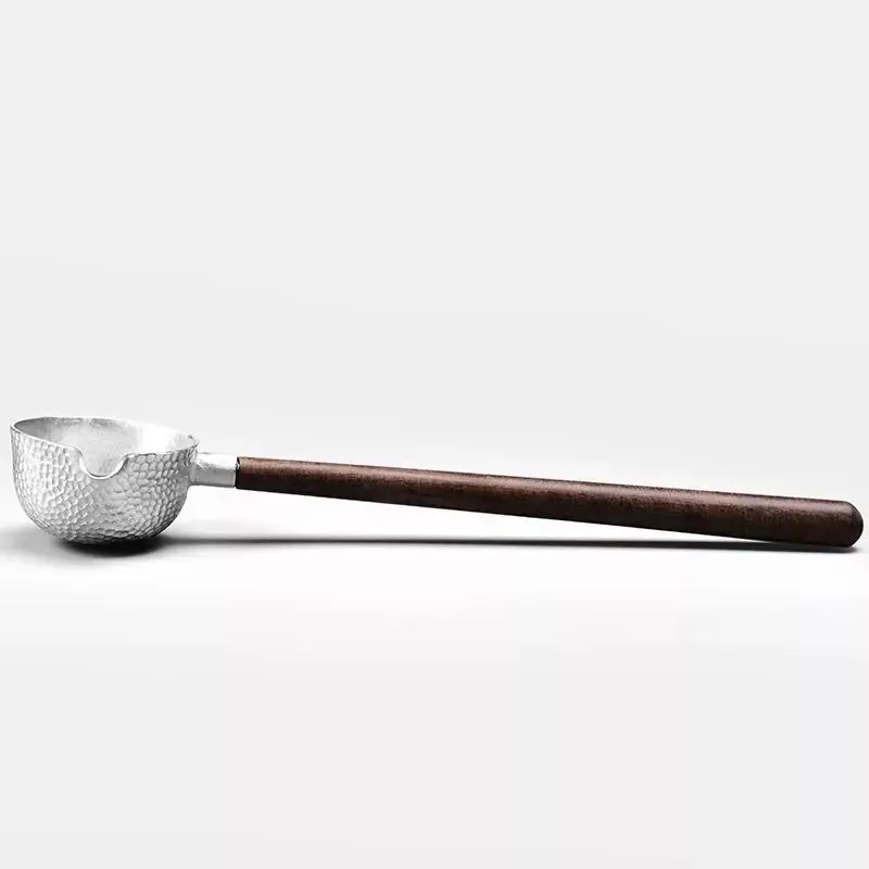 

Solid Wood Long Handle Pure Tin Hammer Pattern Tea Spoon Tea Pot Vintage Tin Kung Fu Tea Ceremony Tea Utensils Tea Shovel