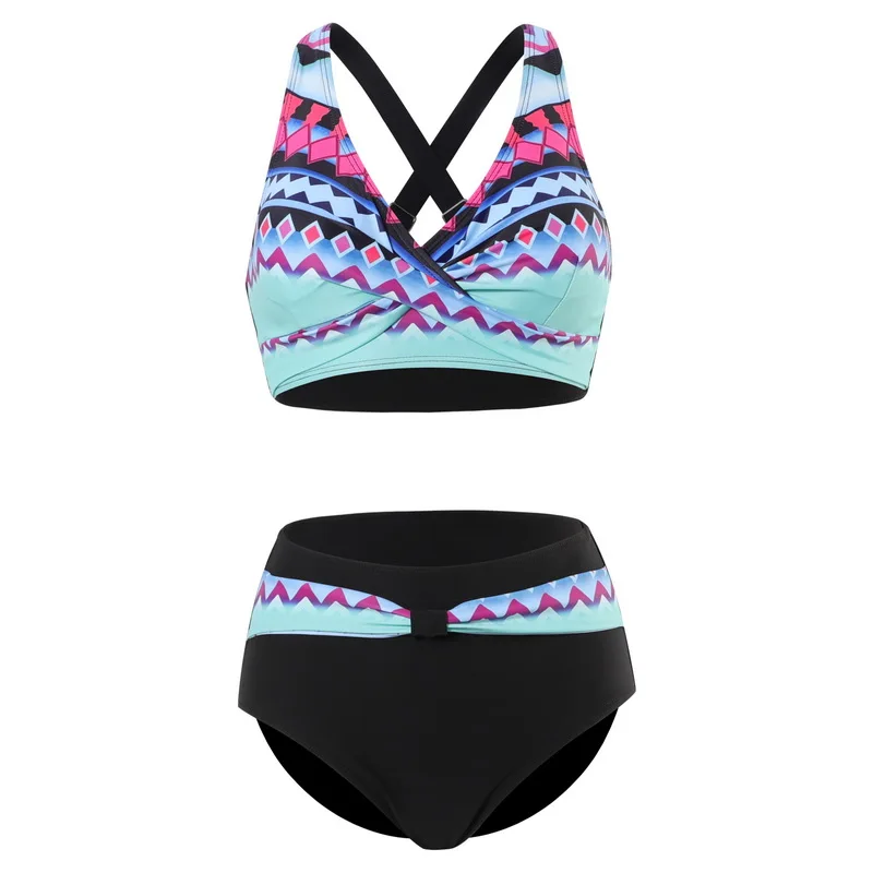 

Print High Waist Bikini Sexy Swimsuit Women 2021 2 Pieces Bathing Suit Set Push Up Swimwear Swimming Beach