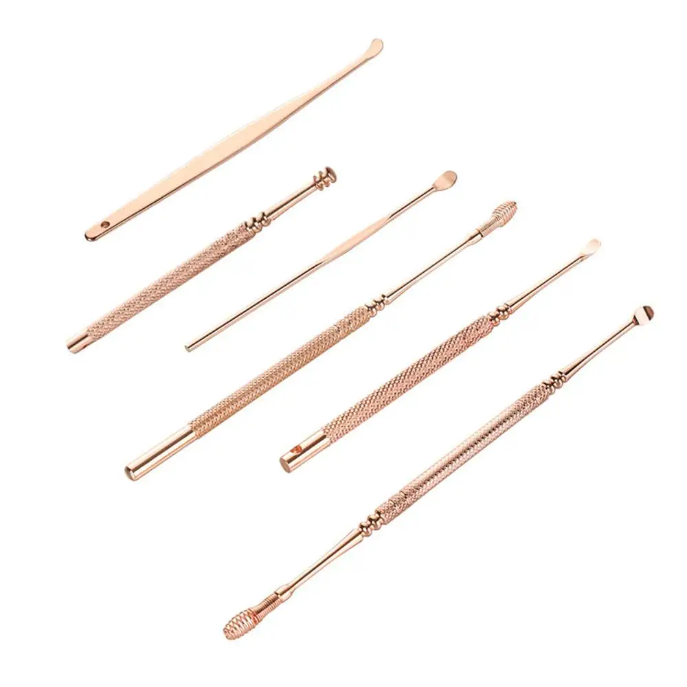 6 шт./компл. Ушная палочка Наборы ватный тампон Нержавеющая сталь уха Палочки