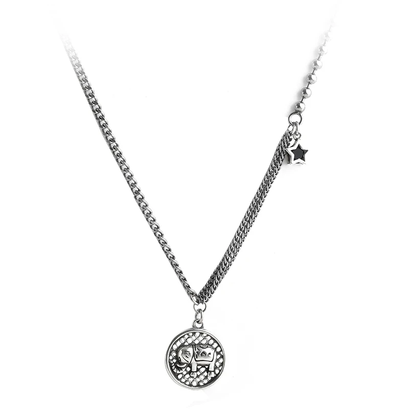 

Retro Elephant Necklace Female Niche Design Smile Necklace Female Fashion Net Red Sterling Silver Clavicle Chain New 2020