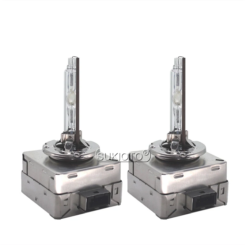 SUKIOTO Оригинальный комплект из 2 штук D1S D3S металлической кронштейна ксеноновой HID-лампы 55 Вт D1 D3 автомобильного фары лампа 4300K 6000K 8000K 35 Вт Автофары включены.