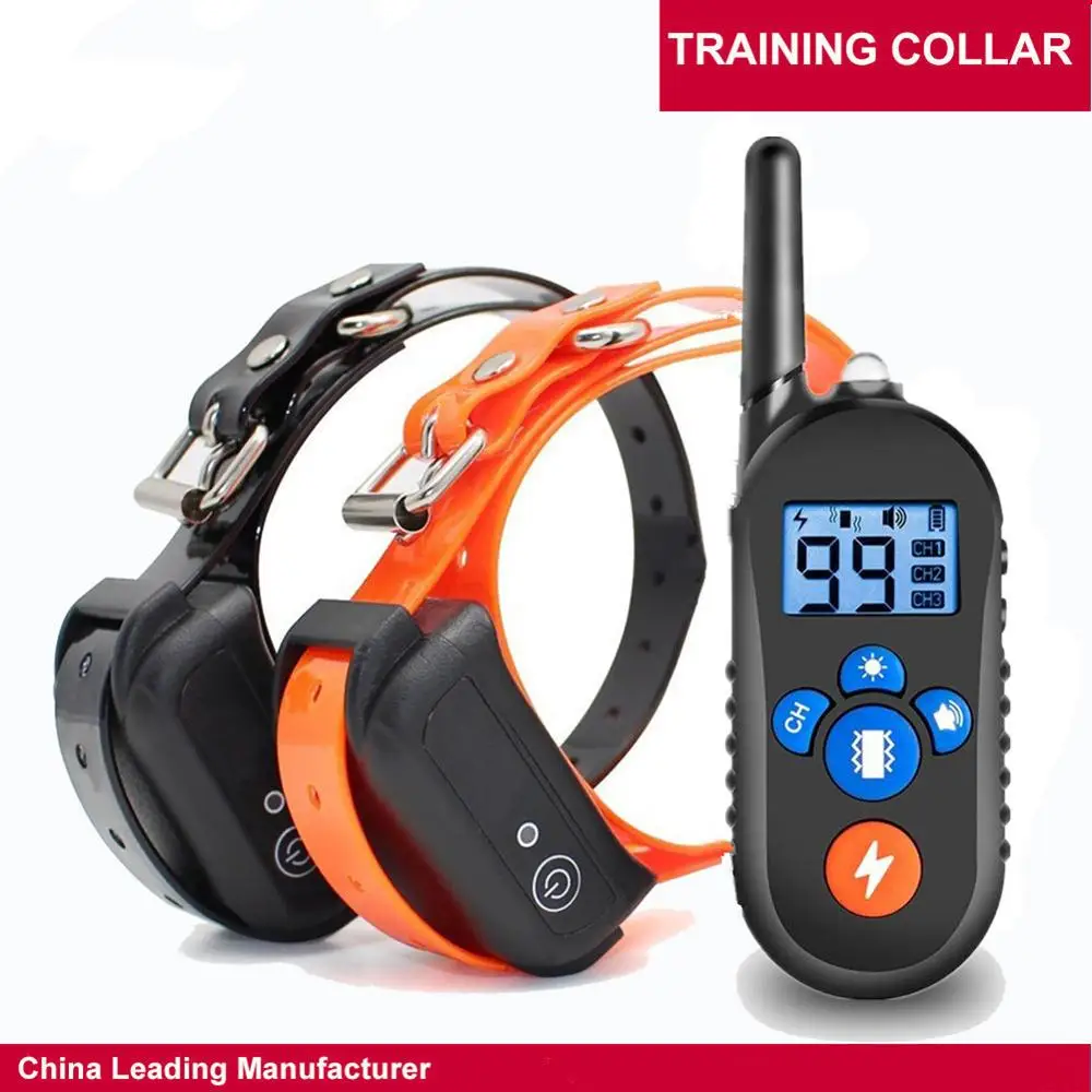 

Перезаряжаемые водонепроницаемые электронные ошейники для дрессировки собак Стоп лай ЖК 800 ярдов дистанционное управление тоном удара