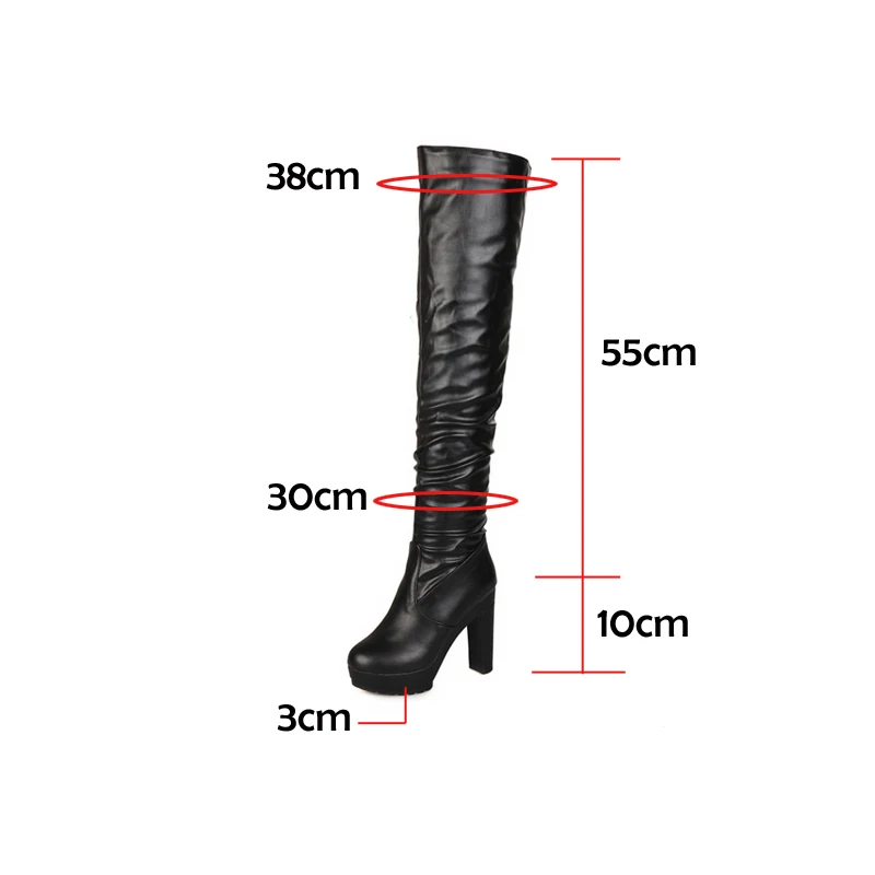 Женские ботфорты на платформе и высоком каблуке осенне зимние высокие сапоги до
