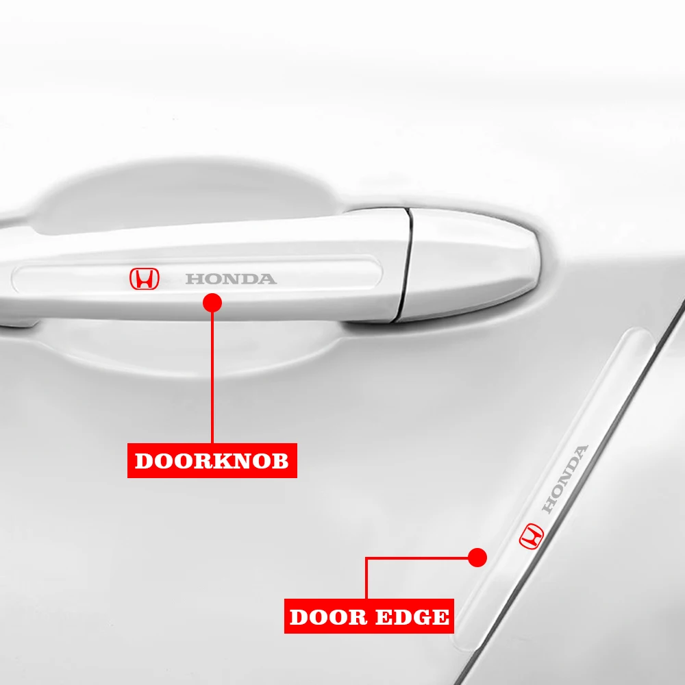 

4Pcs Car Door Anti-Collision Strip Bumper Rearview Mirror Scratch Protection Sticker Decals For Honda Mugen Power Civic Accord 7