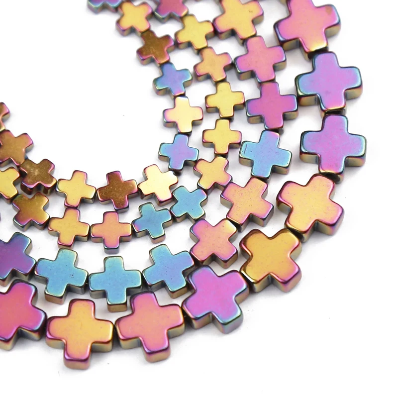 

YHBZRET, 6, 8, 10 мм, розово-красный гематит, крест из натурального камня, бусины россыпью для изготовления ювелирных изделий «сделай сам», аксессу...