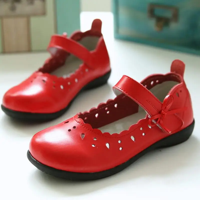 

Hot Spring Big Girls Shoes With Red Bowknot Fashion Princess Slip-on Children Flat Shoes for Girls Sandals Size 26-36