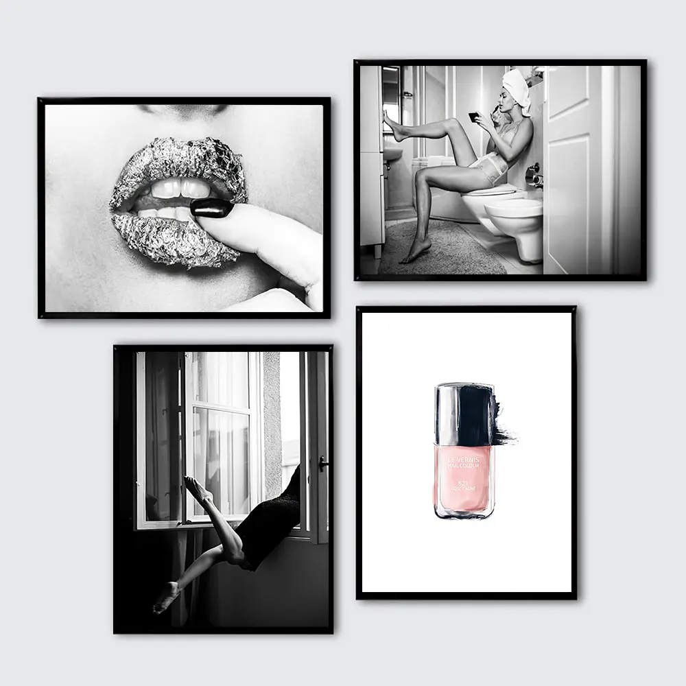 

Картина на холсте, черный трендовый плакат, печать, женская сексуальная губа, современное настенное искусство, модная картина для гостиной, ...