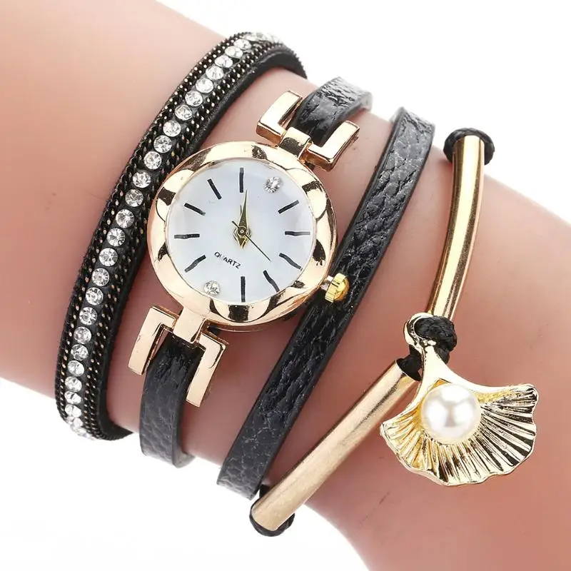 

Elegant Bracelet Wristwatch Exquisite and Delicate Design Appearance Temperament Women Shell Pearl Quartz Watches Gift
