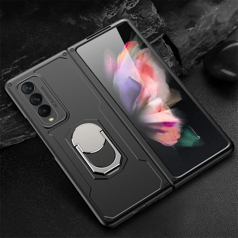 

2021 металлический магнитный чехол с кольцом на палец для Samsung Galaxy Z Fold3 5G W22 W20 Fold2 Fold 3 2, противоударный чехол для телефона