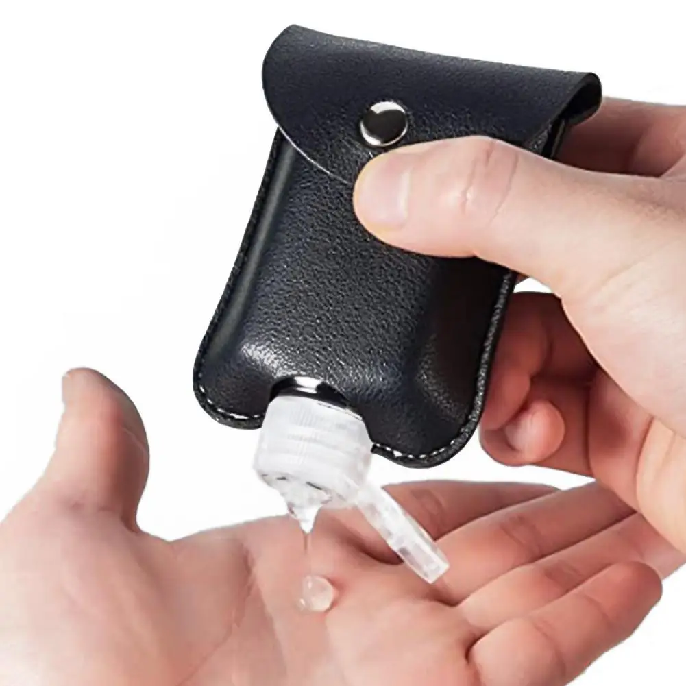 2 унции/60 мл бутылка для путешествий с брелоком и кожаным держателем пустые