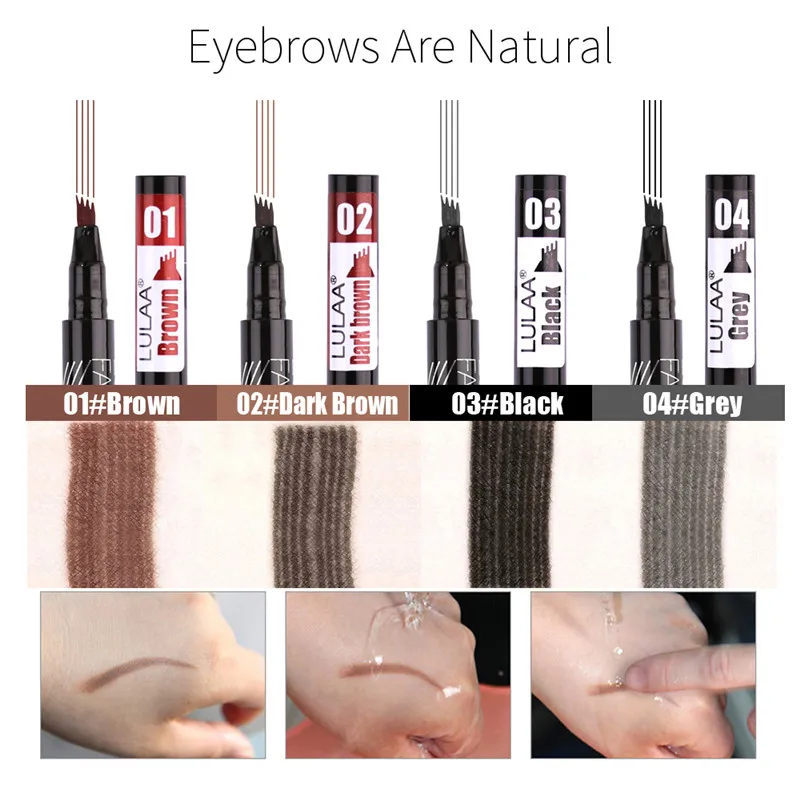 Микроблейдинг маркер для бровей 4 головки жидкий карандаш тонкий Водостойкий