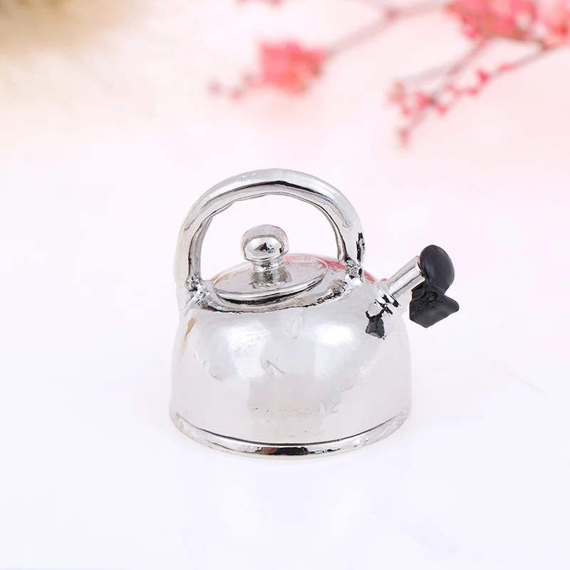 

1:12 Dollhouse Miniature Metal Tea Kettle/Tea Pot Classic Pretend Play Furniture Toys For Kitchen Accessories Decoration