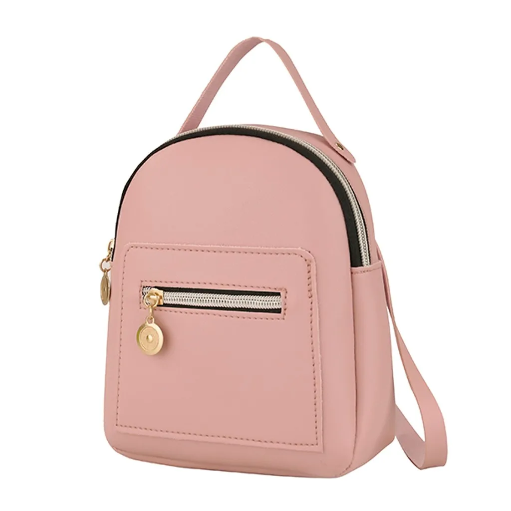 Transer small Backpack Women Pu Leather School Shoulder Bag Teenager Rucksack Student Bag travel backpack women Mochilas Mujer